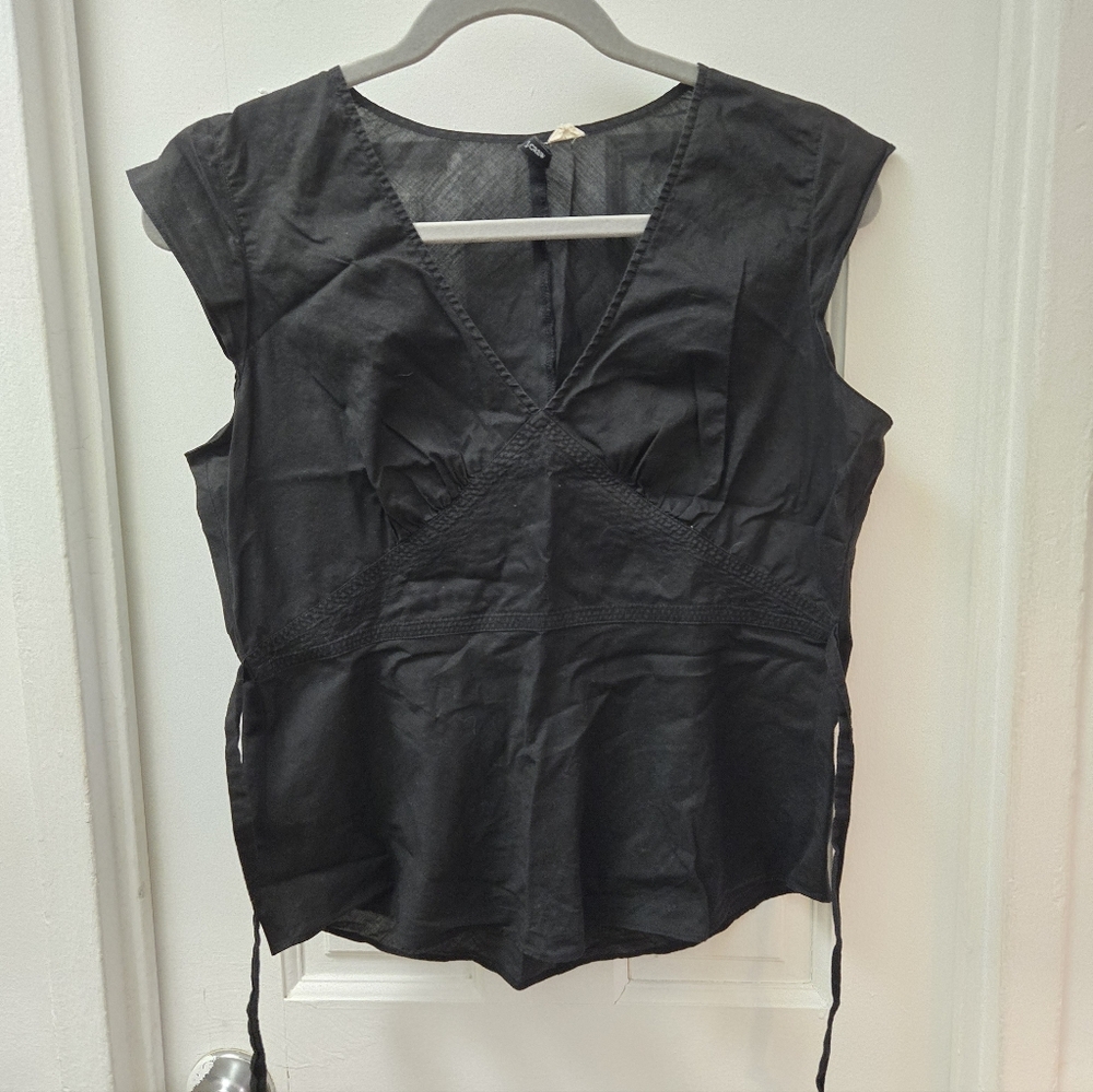 J.Crew Black V-Neck Lightweight Breathable Short Sleeve Blouse Top – M